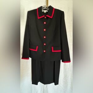 Preston & York Black Skirt Set with Red Trim